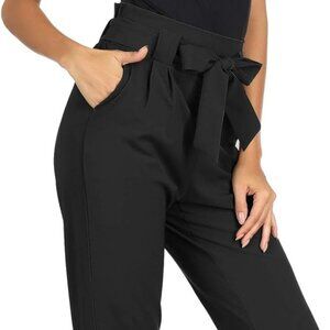 NWT SZL Grace Karin Ankle Pant with bow accent. Elastic back/Tie waist